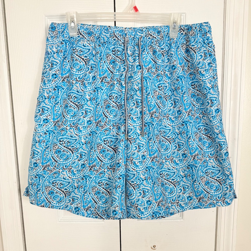 Peter Millar Swim Trunks XL Blue Paisley Coastal Preppy Resort Wear Trunks